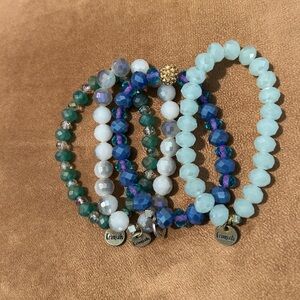 Erimish Blue and Green Beaded Bracelet Set
